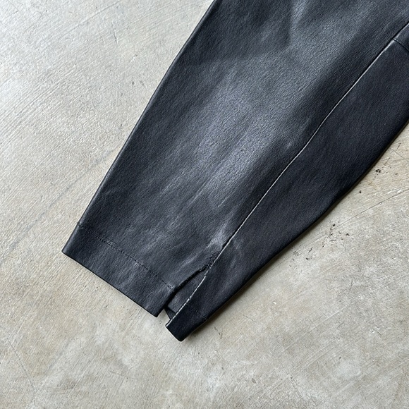 VINCE black leather fitted pants - Picture 3 of 4